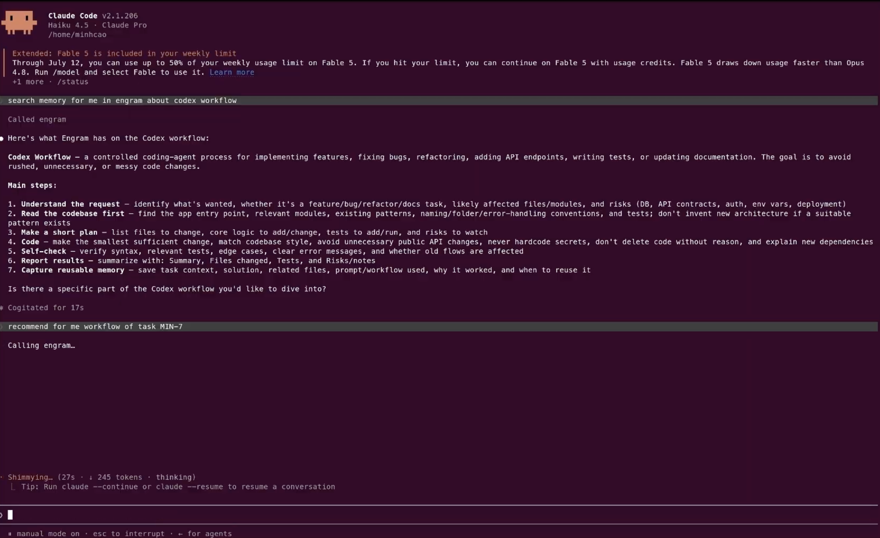 Engram MCP tools used inside Claude Code